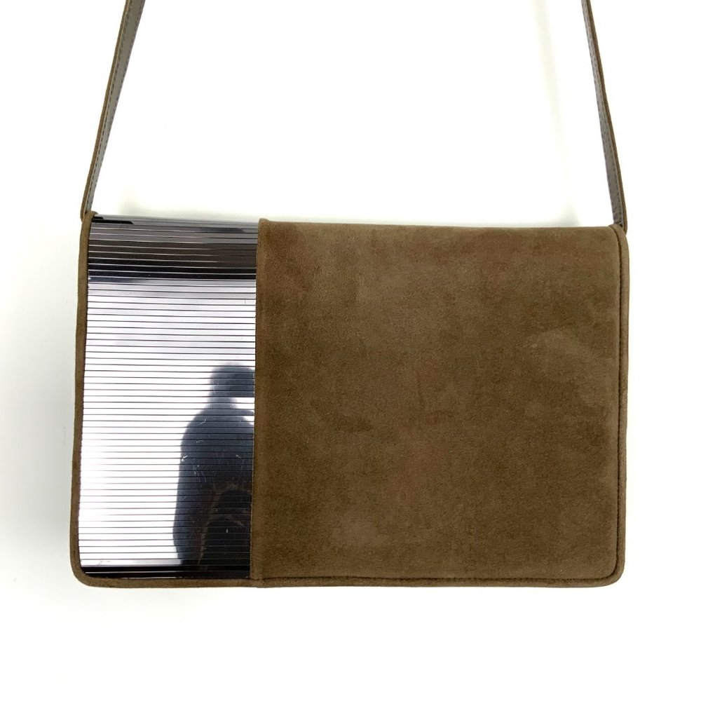 Stuart Weitzman Brown Genuine Suede Clutch Shoulder Purse Medium Size - Picture 3 of 16